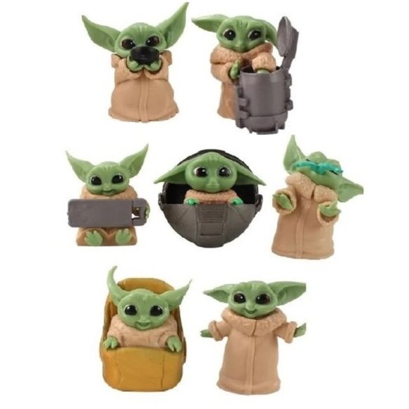 Other - 7pc Yoda Star Wars Baby Yoda Mandalorian Playset 7 Figure Cake Topper Toy Set